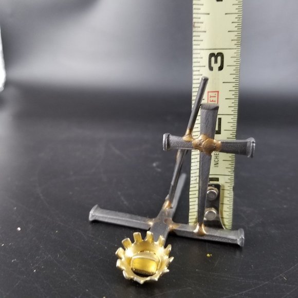 Handmade Metal Cross Gun Grave 2nd Amend Welded Decor Silver Gold Small 4.5" - Picture 7 of 9